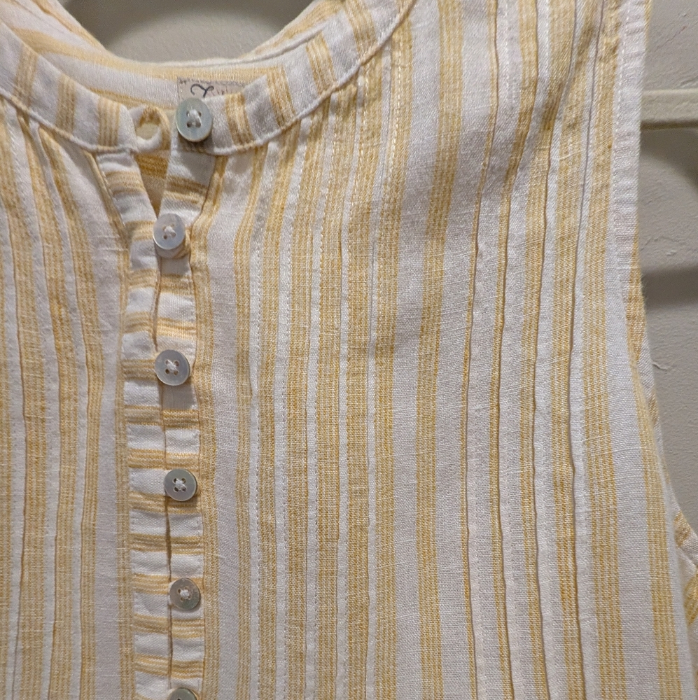 Faherty Isha Top Yellow Stripe Linen - Picture 8 of 8